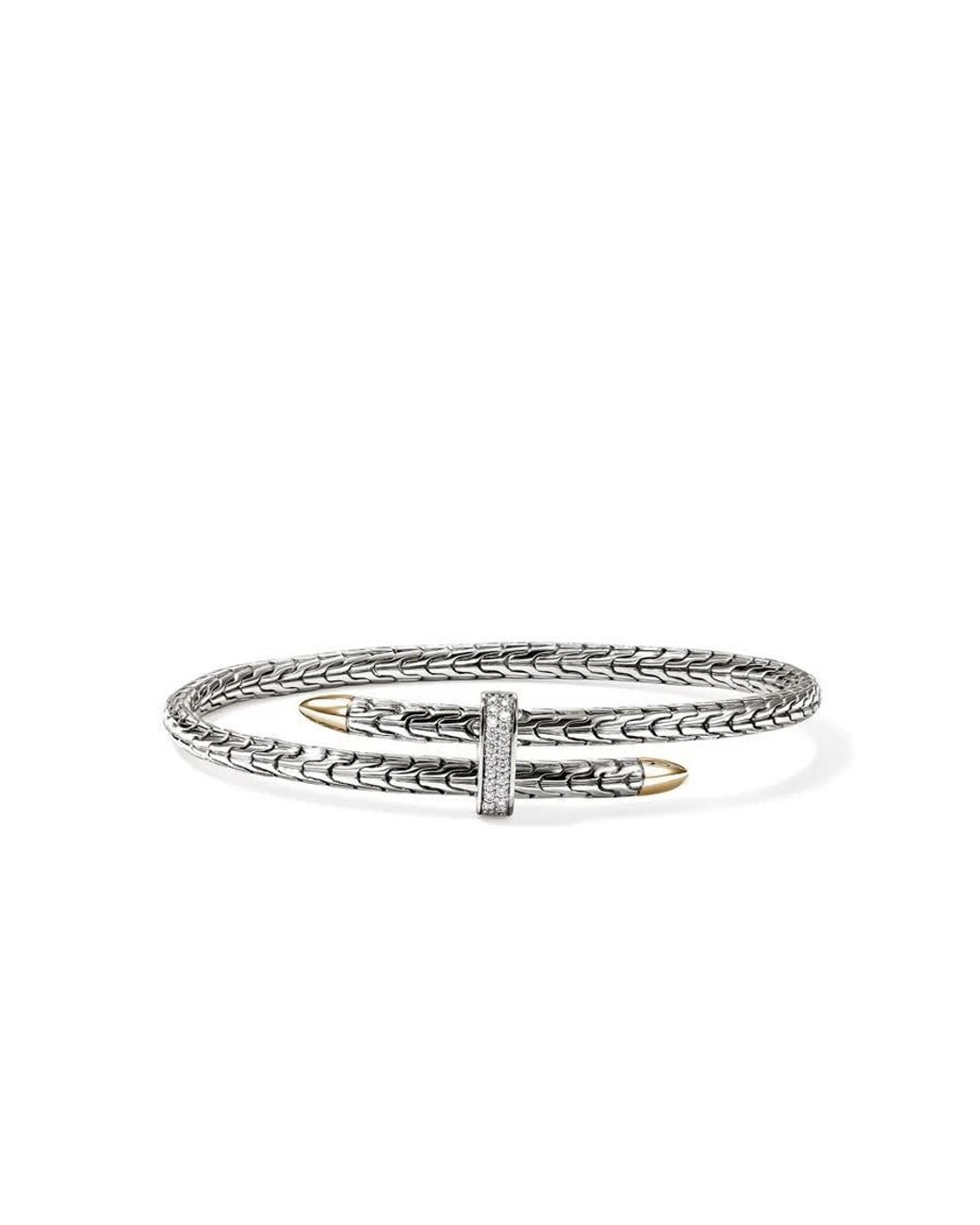John Hardy White Spear Flex Cuff, Sterling, Diamonds, 4Mm for men
