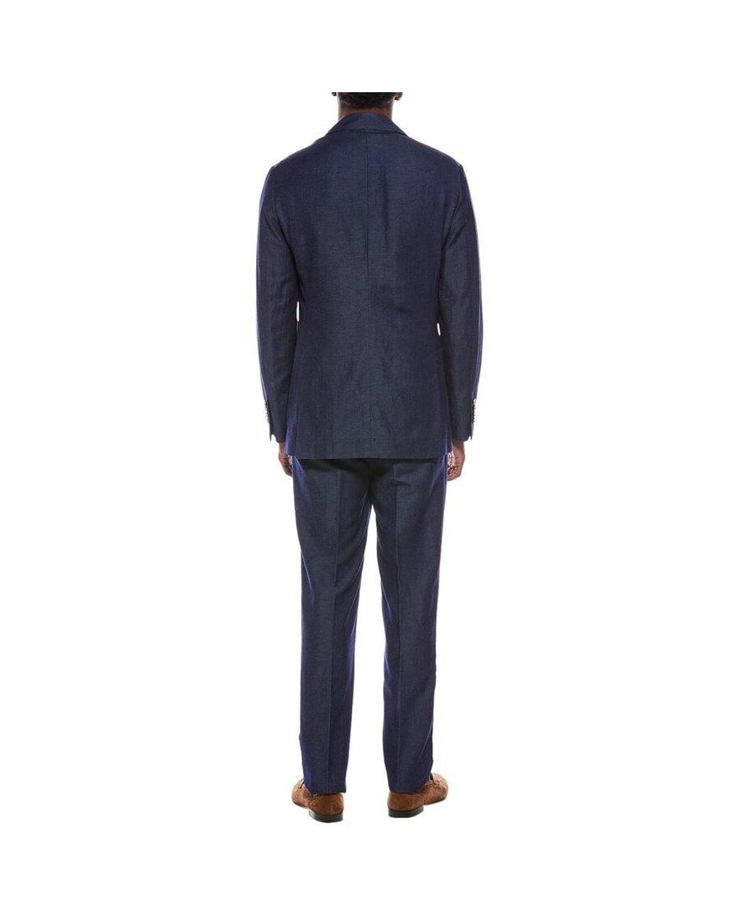 Brunello Cucinelli Blue Wool Linen Deconstructed Blazer, Brand Size 46 (Us for men