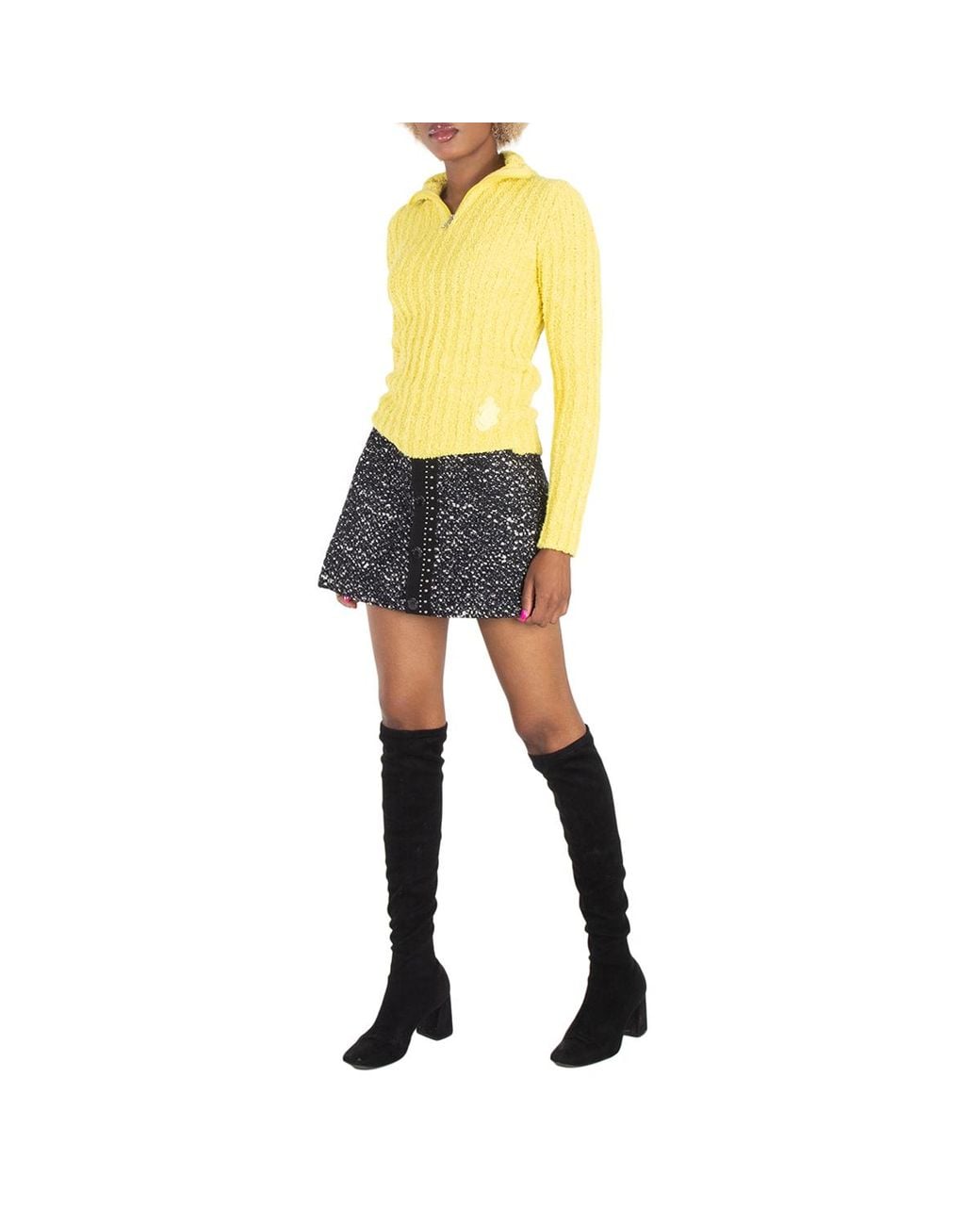 Moncler Blue Tweed Buttoned Mini-Skirt, Brand Size 40 (Us