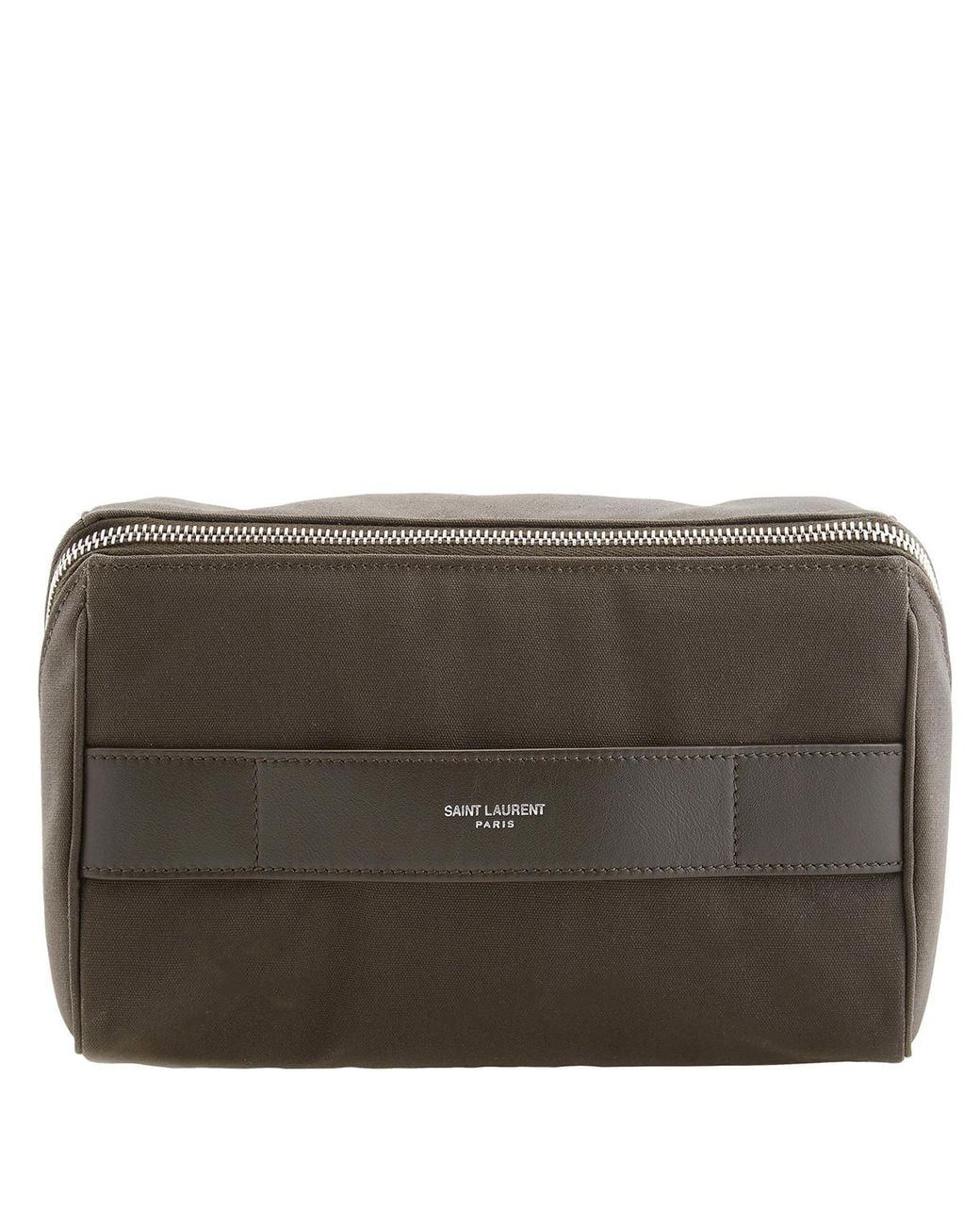 Saint Laurent Green Paris Cotton Toiletry Pouch for men