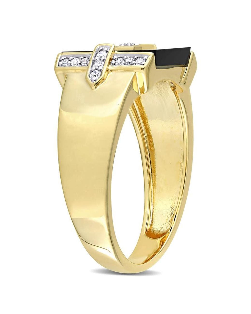 Amour Metallic 8 Ct Tgw Square Onyx And 1/10 Ct Tw Diamond Ring for men