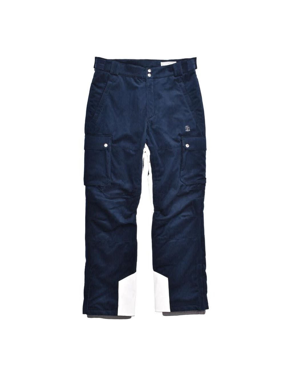 Brunello Cucinelli Blue Corduroy Cargo Ski Pants, Size Medium for men