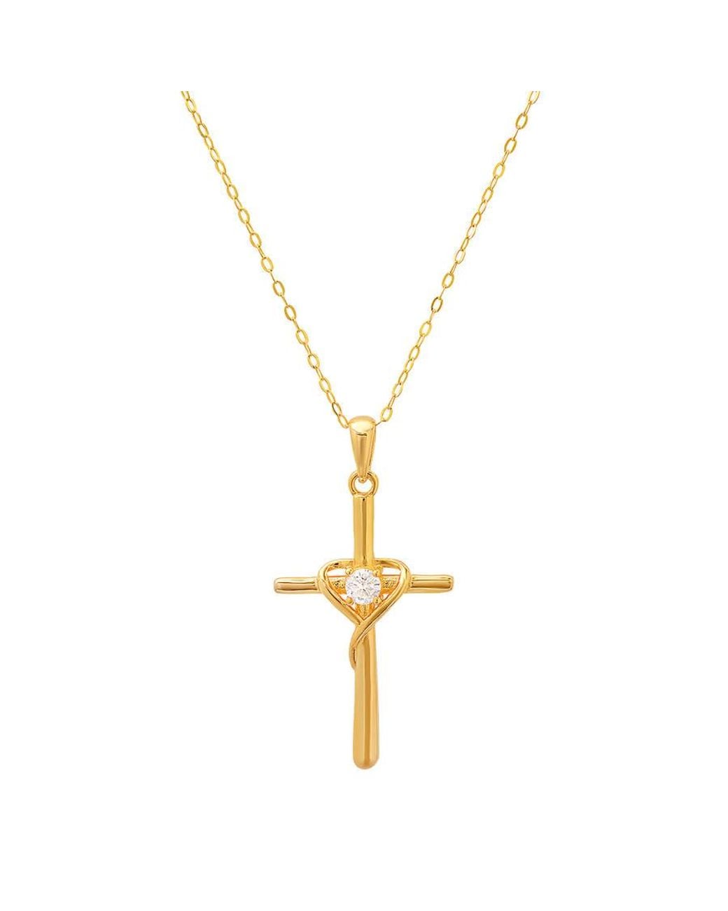 Kylie Harper Metallic 14K Over Cz Cross Heart Pendant for men