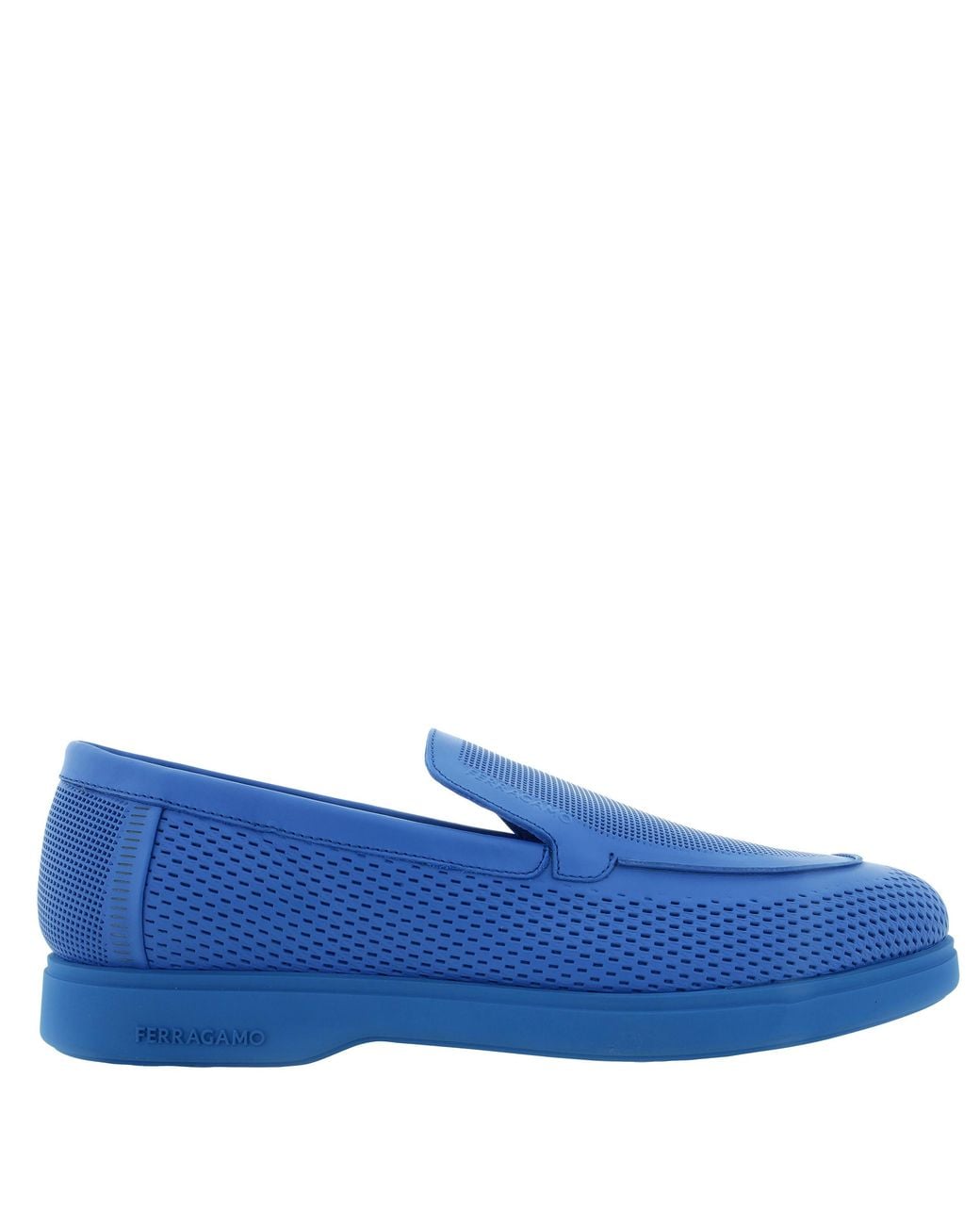 Ferragamo Blue Flynn Perforated Slip-On Loafers for men