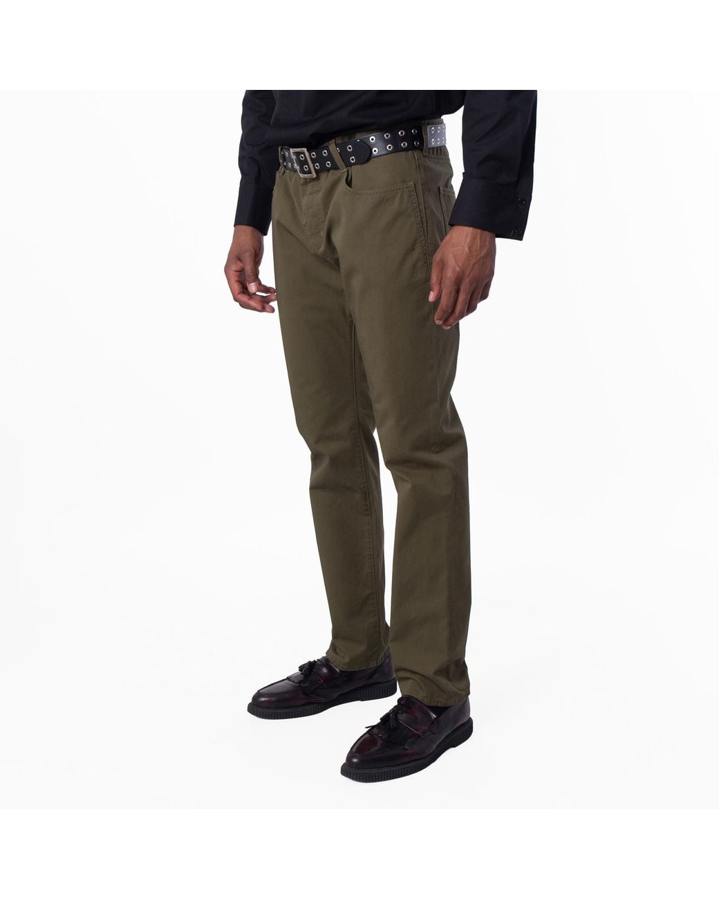 Saint Laurent Green Relaxed Slim Cotton Pants, Waist for men