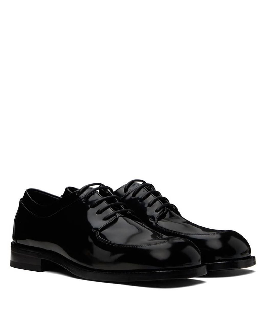 Ferragamo Black Leather Dinamic Lace-Up Derby Shoes, Size 6.5 for men