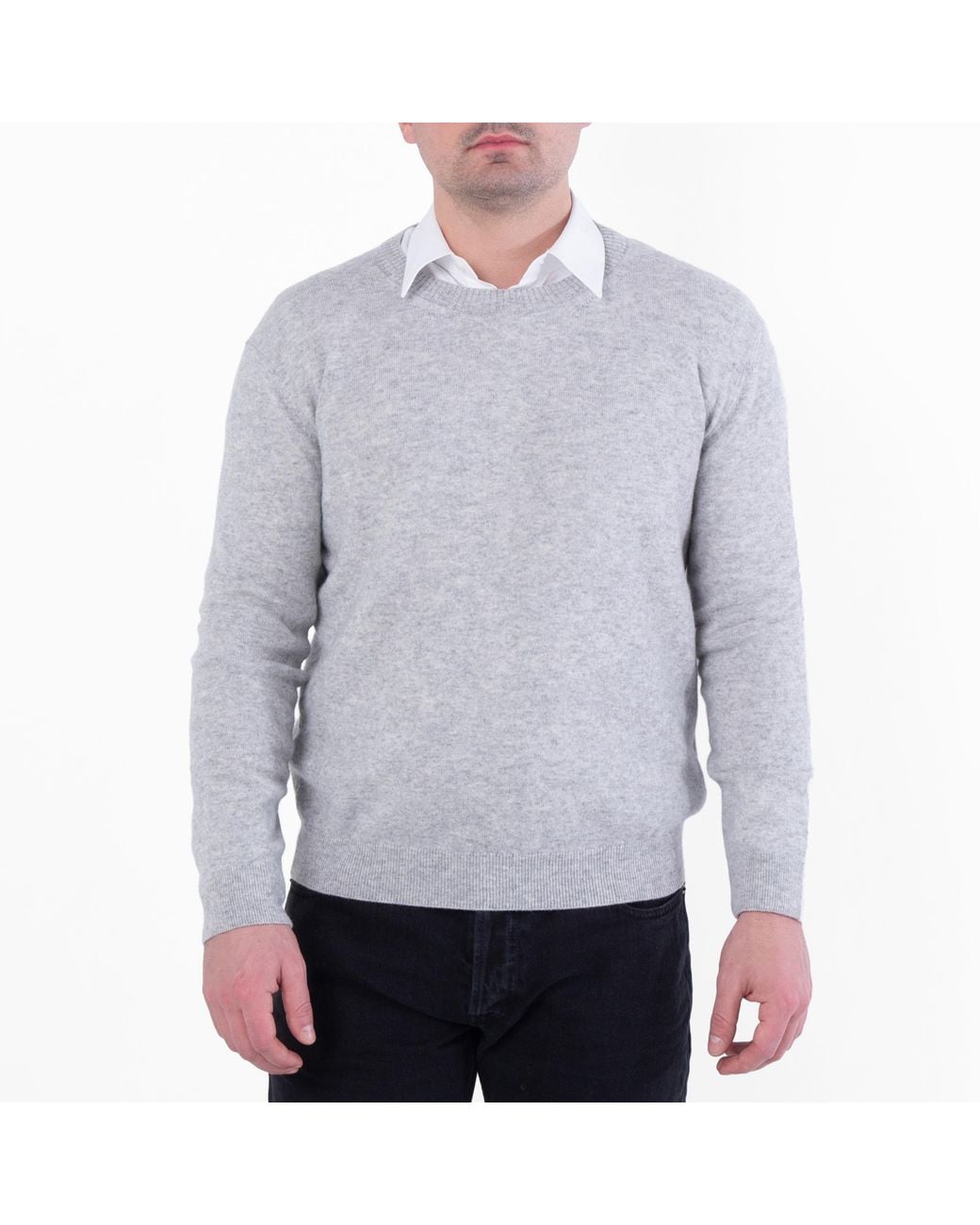 Saint Laurent Gray Pullover Boxy Cashmere Sweater for men