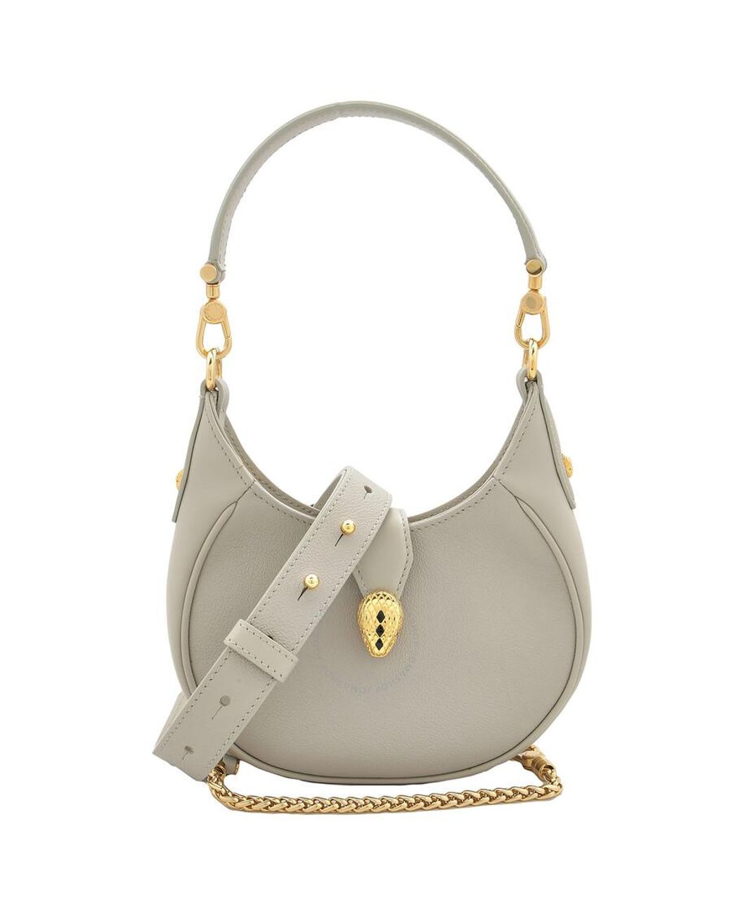 BVLGARI Serpenti Ellipse Leather Crossbody Bag in Gray | Lyst