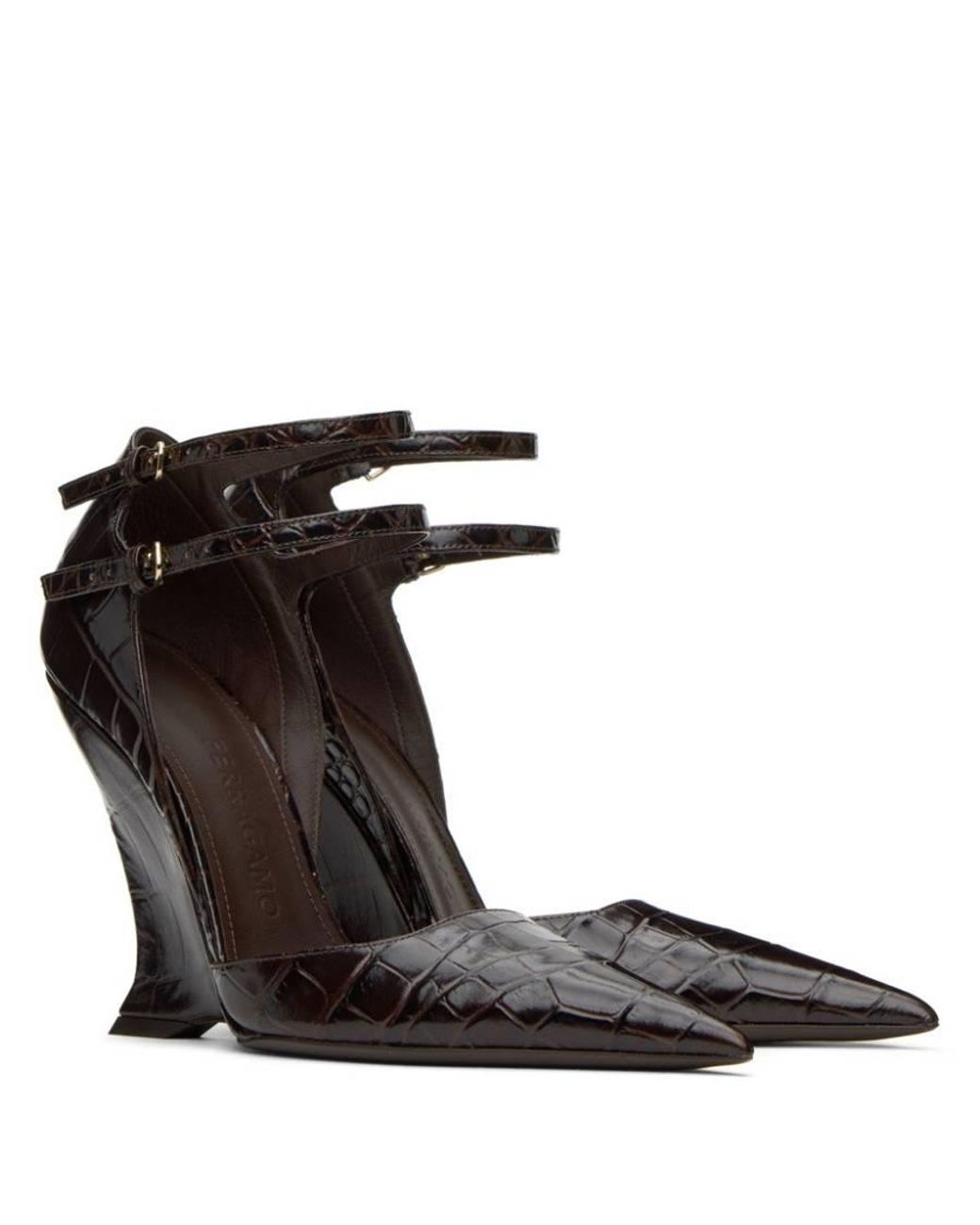 Ferragamo Metallic Vidya Contoured Heel Pumps