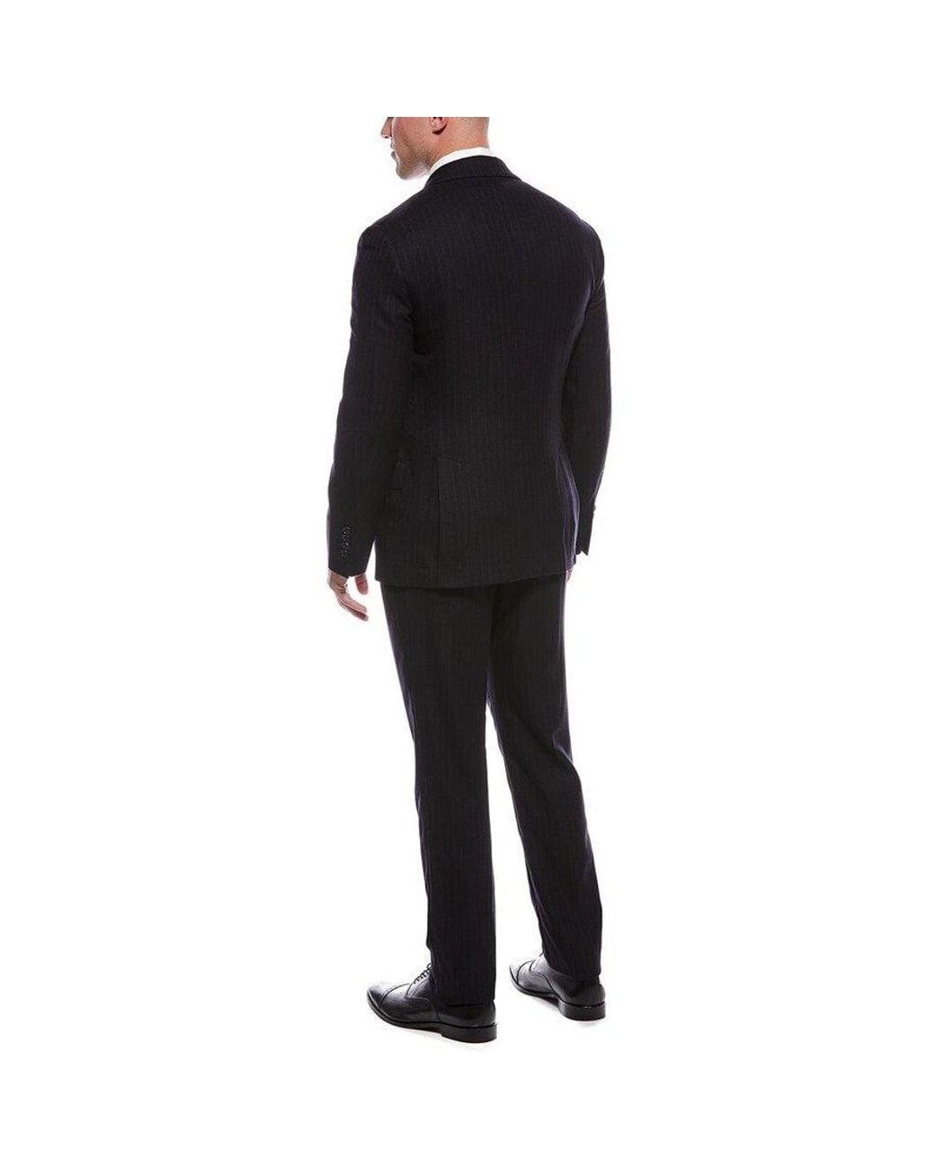 Brunello Cucinelli Black Double-Breasted Pinstripe Suit, Brand Size 44 (Us for men