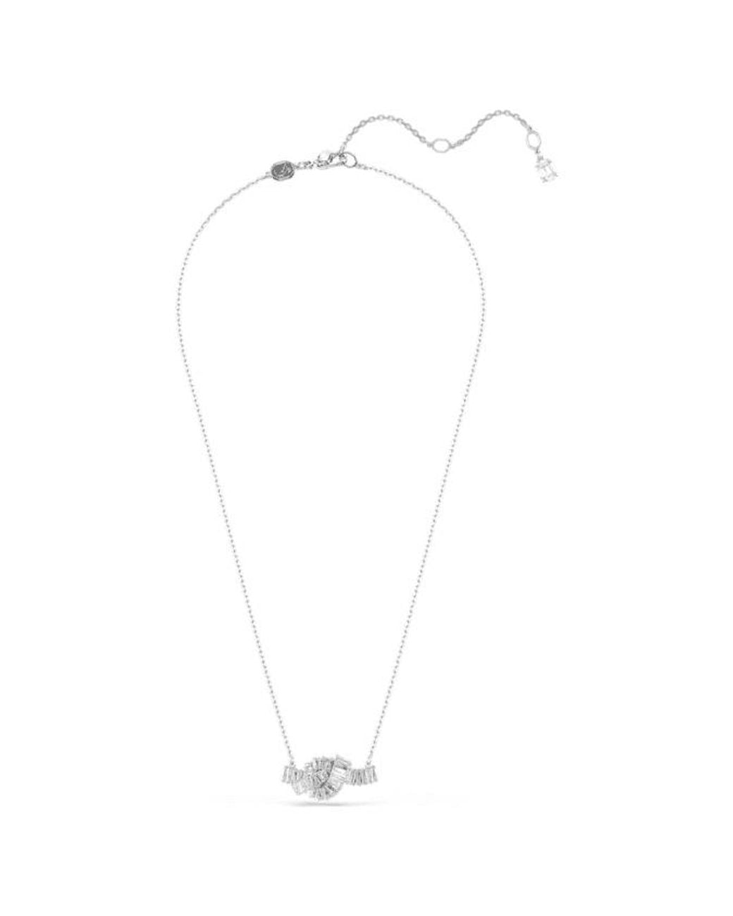 Swarovski Metallic Matrix Rhodium Plated Baguette Cut Necklace for men