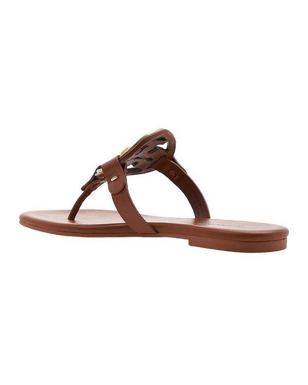 Tory Burch Brown Miller Soft Metal Logo Sandals