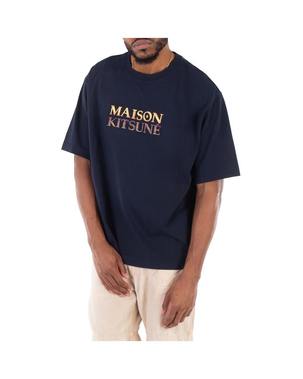 Maison Kitsuné Blue Gradient Logo Oversized T-Shirt for men