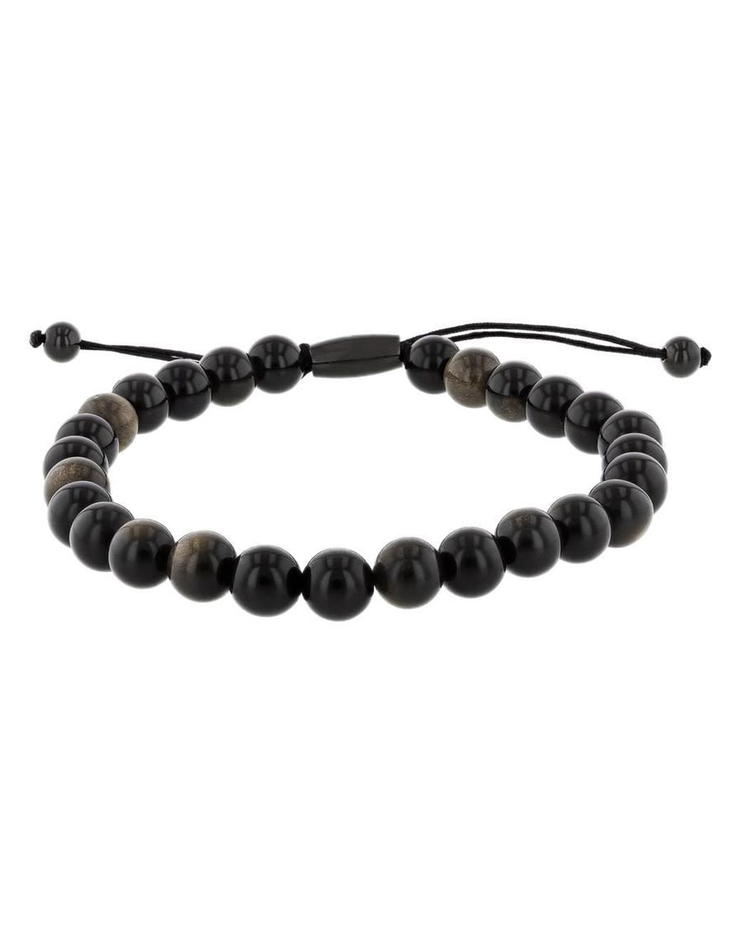 Robert Alton Black Obsidian Bead Bolo Bracelet for men