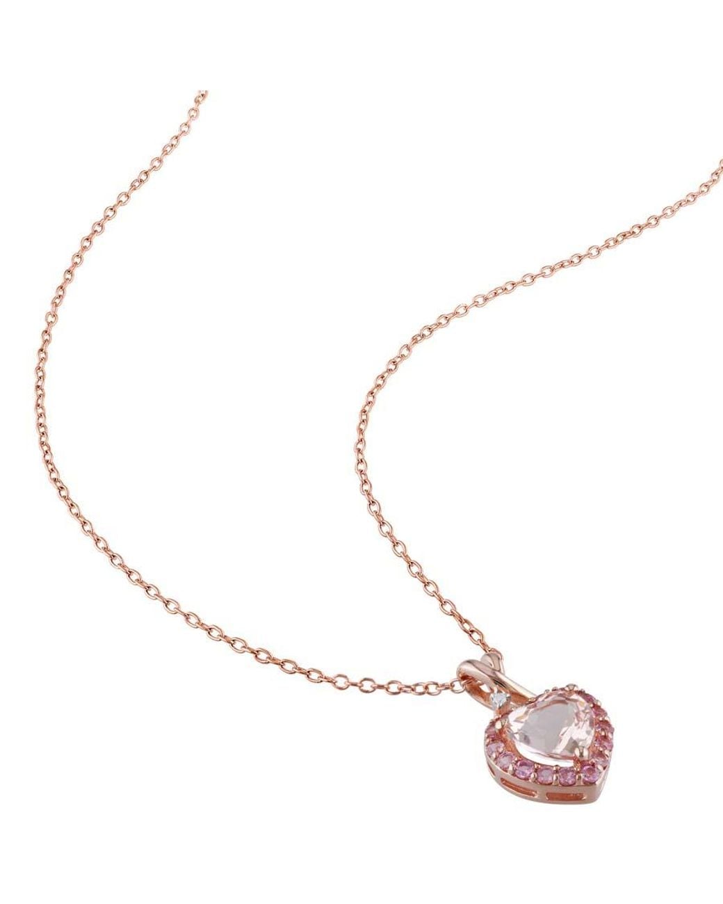 Amour Pink Morganite, Tourmaline And Diamond Heart Halo Pendant With Chain for men