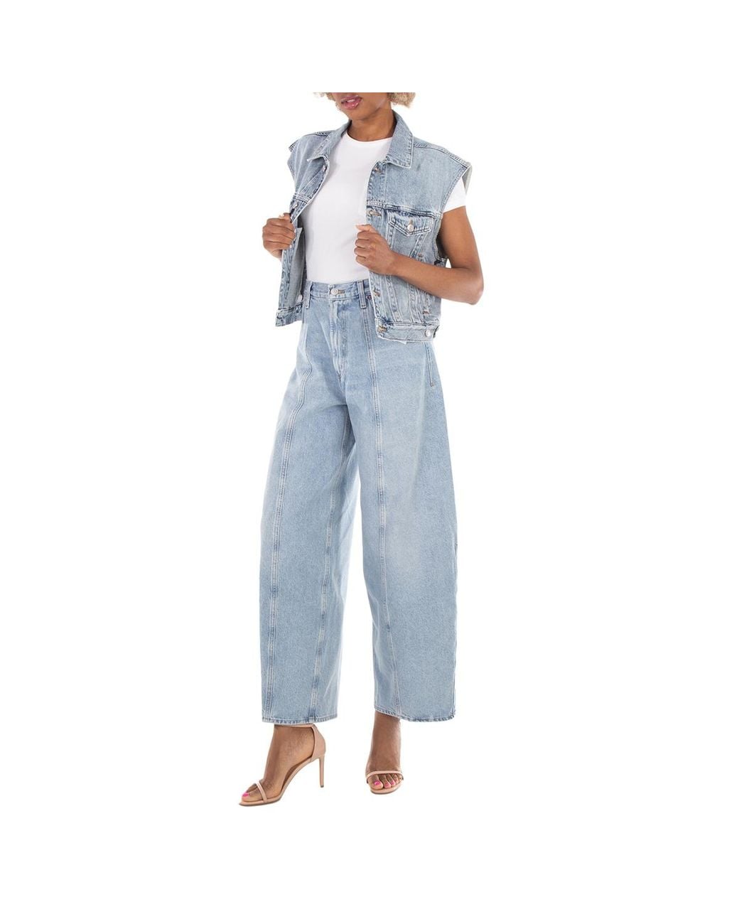 Agolde Blue Ladies Exposure (Med Wsh Ind) Kristen Wide Leg Jeans