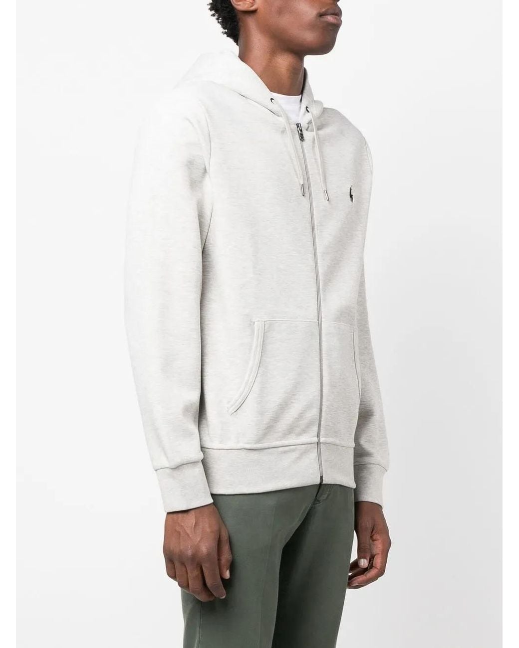 Polo Ralph Lauren White Double-Knit Full-Zip Hoodie for men