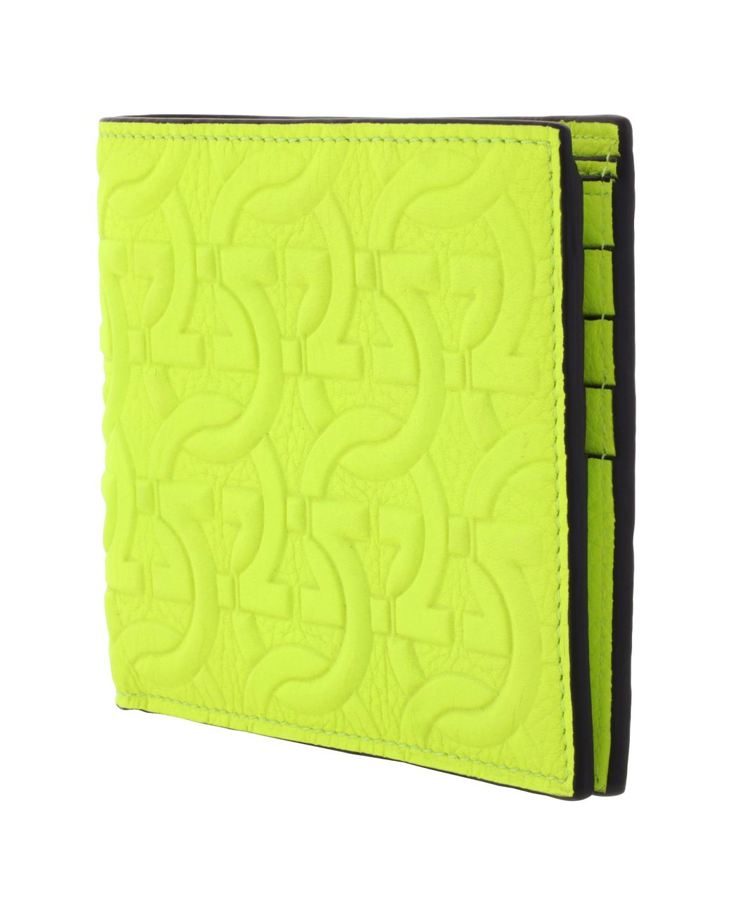 Ferragamo Yellow Gancini Embossed Bifold Wallet for men