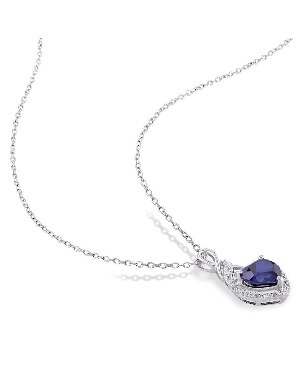 Amour Blue Diamond And Created Sapphire Heart Twist Pendant With Chain