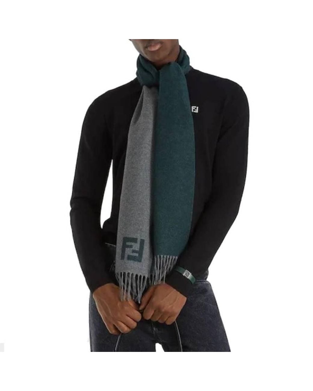 Fendi Gray Winter Scarves for men
