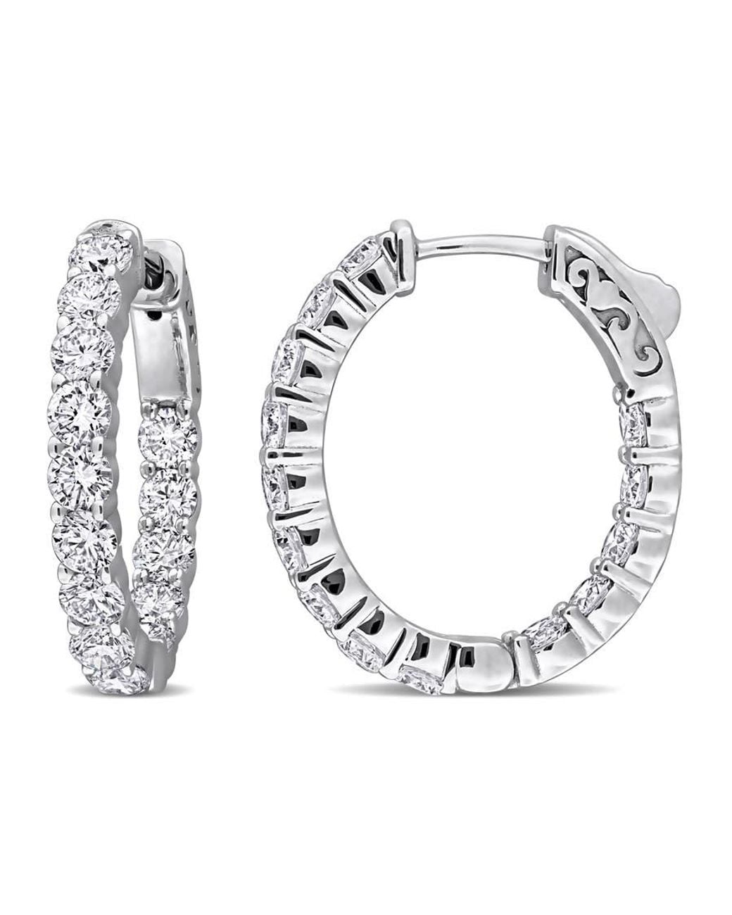 Created Forever Metallic 3 1/10 Ct Lab Grown Diamond Tw Hoop Earrings 14K for men