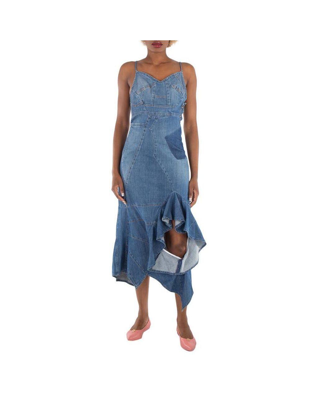 loewe denim dress Ladies Asymmetric Denim Ruffle Dress, Brand Size 34 (Us in Blue BCBGMaxazria Green Cocktail Dress Style:SLLD9691WM04 Denim jacket classic (Straight point) Size:5-6yrs