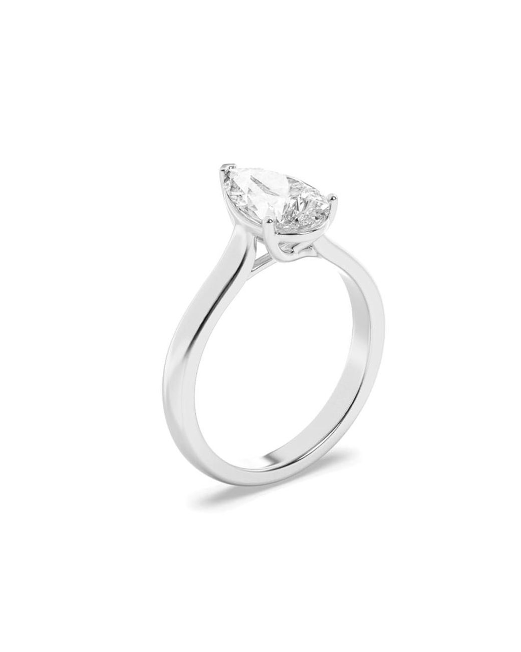 Mure And Co White 1Ctw Pear Shaped Lab Grown Diamond (F/Vs) Plain Cathedral Trellis Shank Solitaire Engagement Ring for men