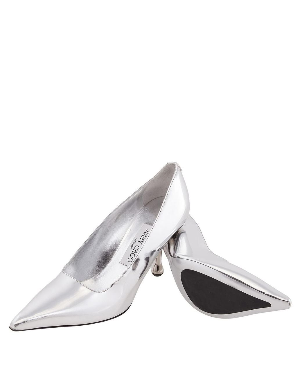 Jimmy Choo White Ixia 80 Mirrored Pumps