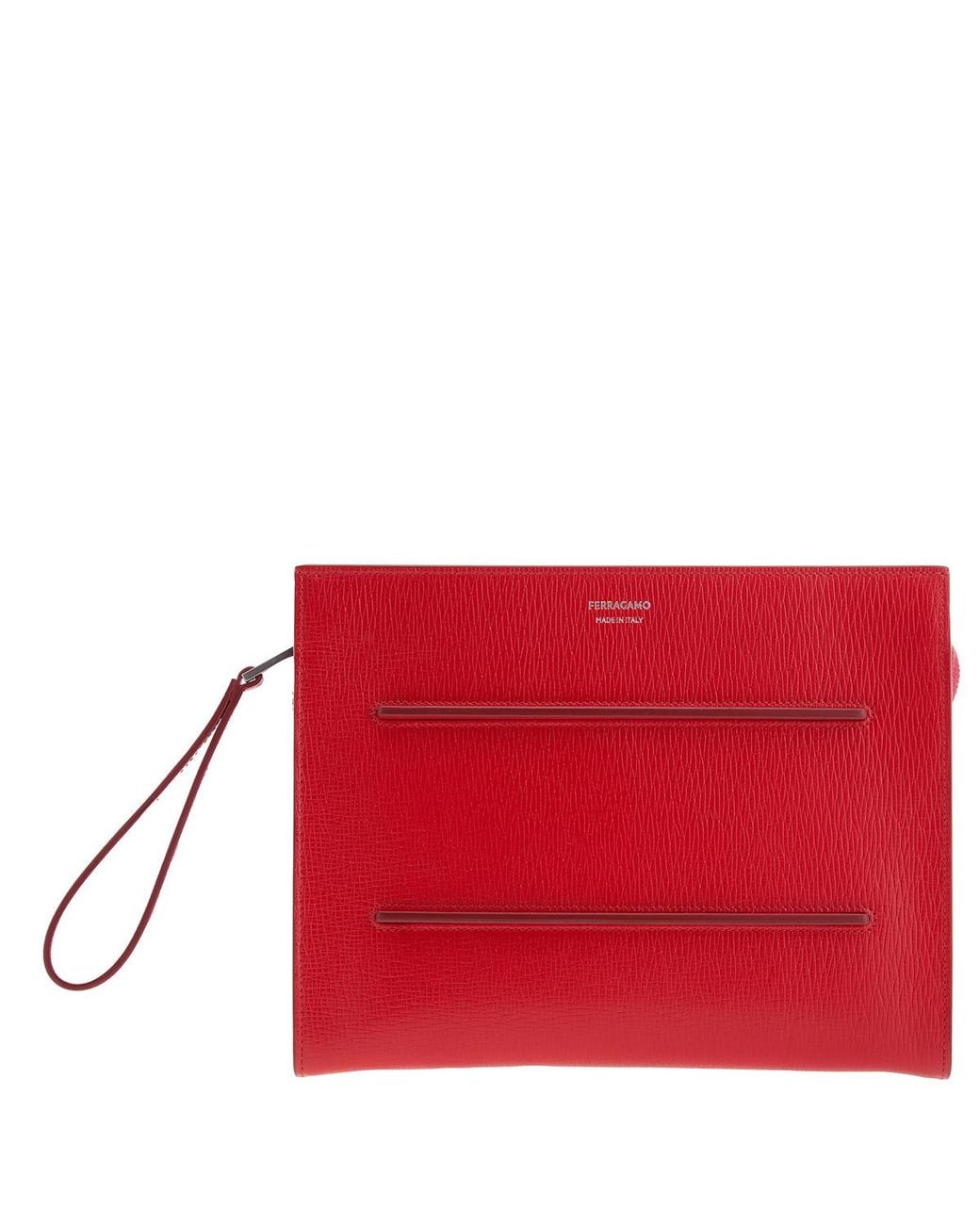 Ferragamo Red New Revival Leather Pouch for men
