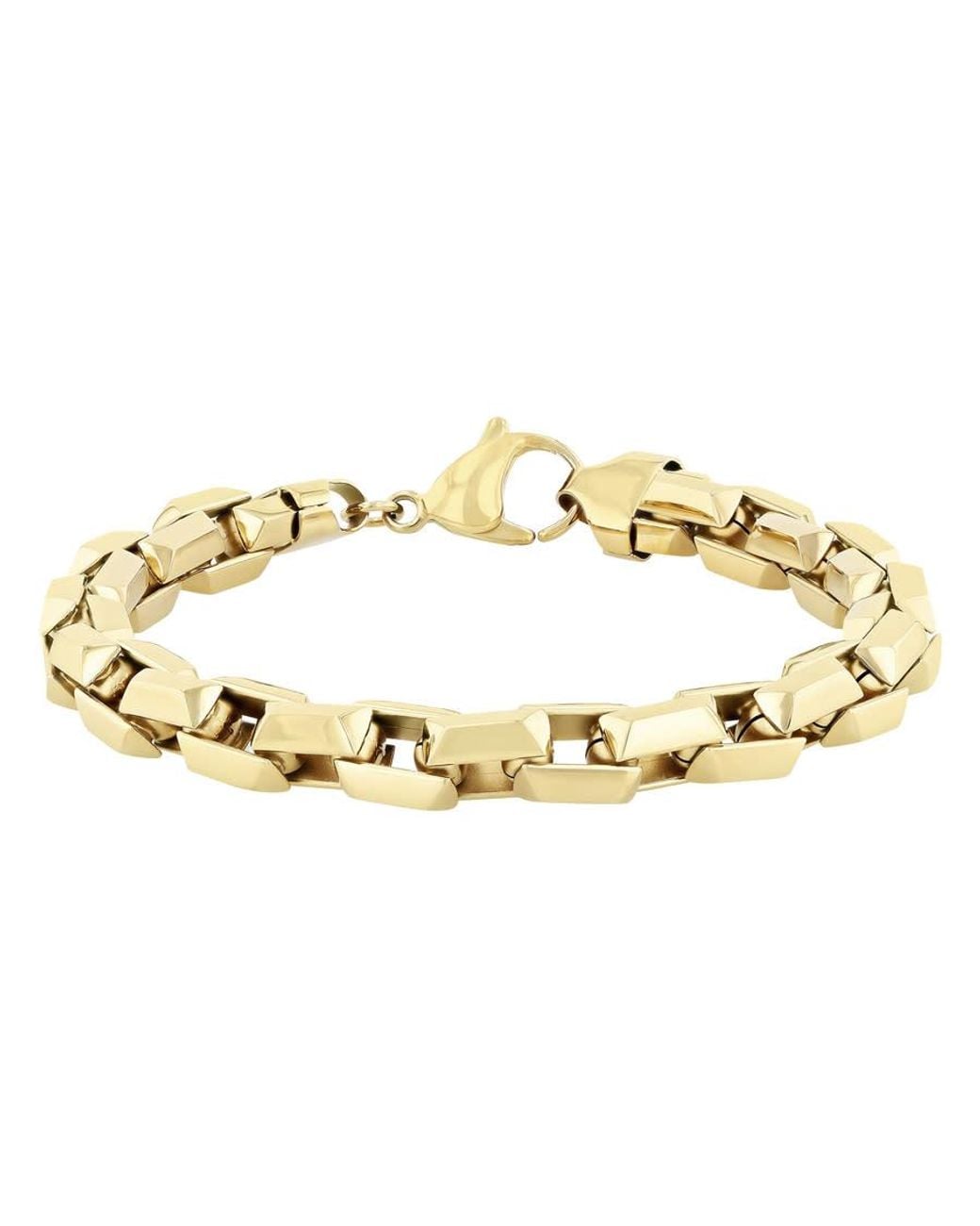 Robert Alton Metallic Stainless Steel With Finish Beveled Box Link Bracelet for men