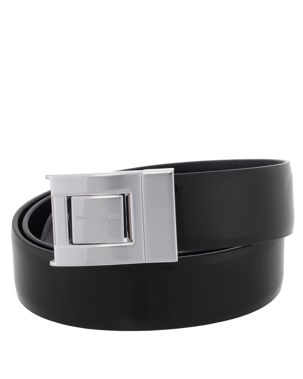 Saint Laurent Black Brushed Leather Buckle Belt, Cm for men