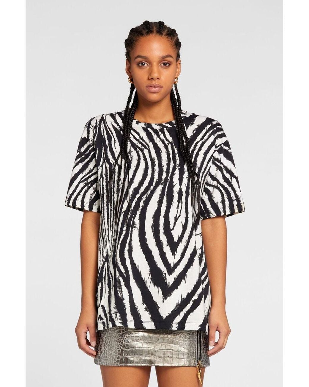 Roberto Cavalli Black Freedom Print Cotton T-Shirt for men