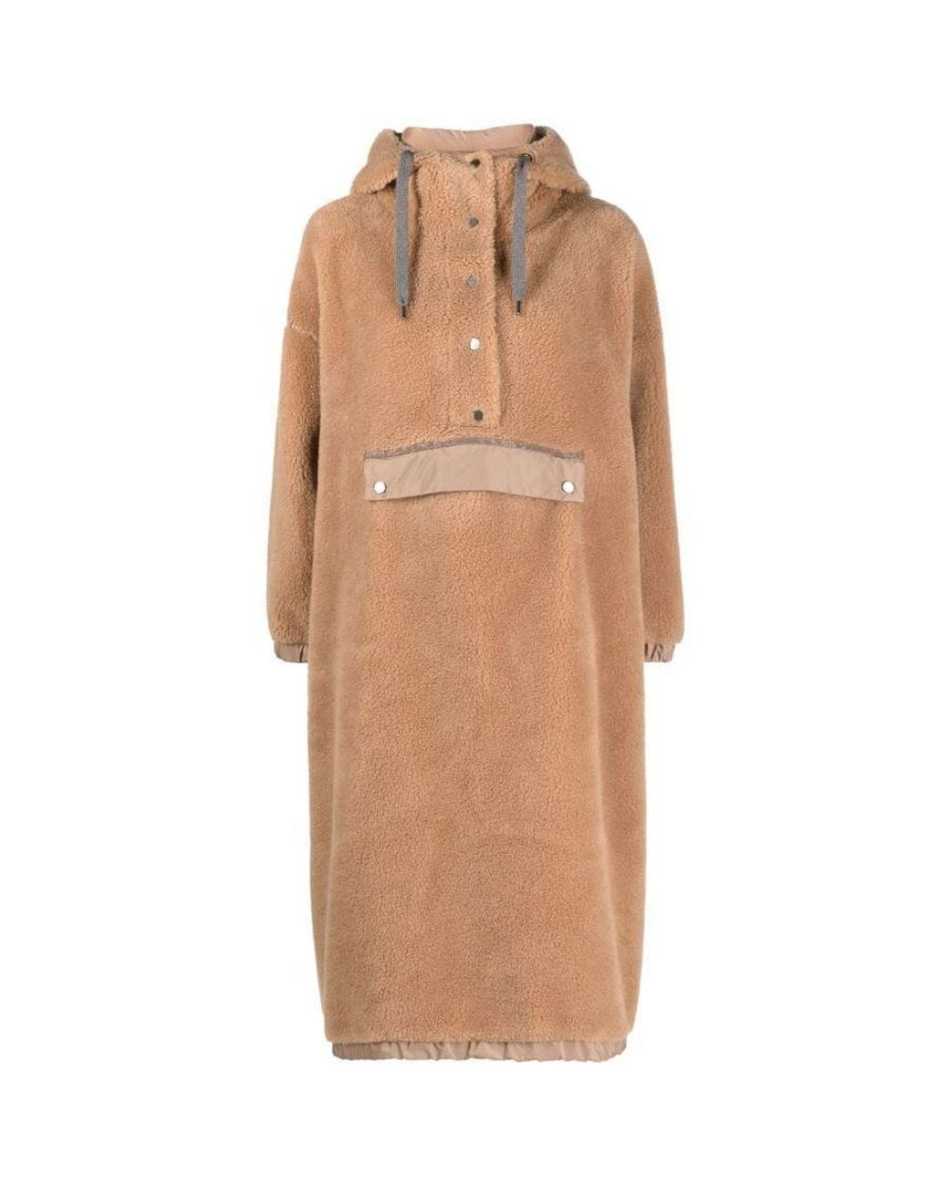 Brunello Cucinelli Brown Camel Hooded Shearling Coat, Brand Size 42 (Us for men