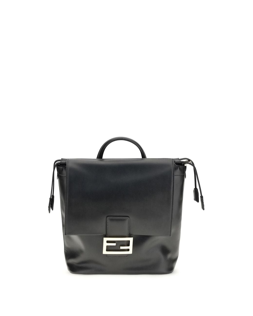 Fendi Black Calf Leather Bos Taurus Backpack for men