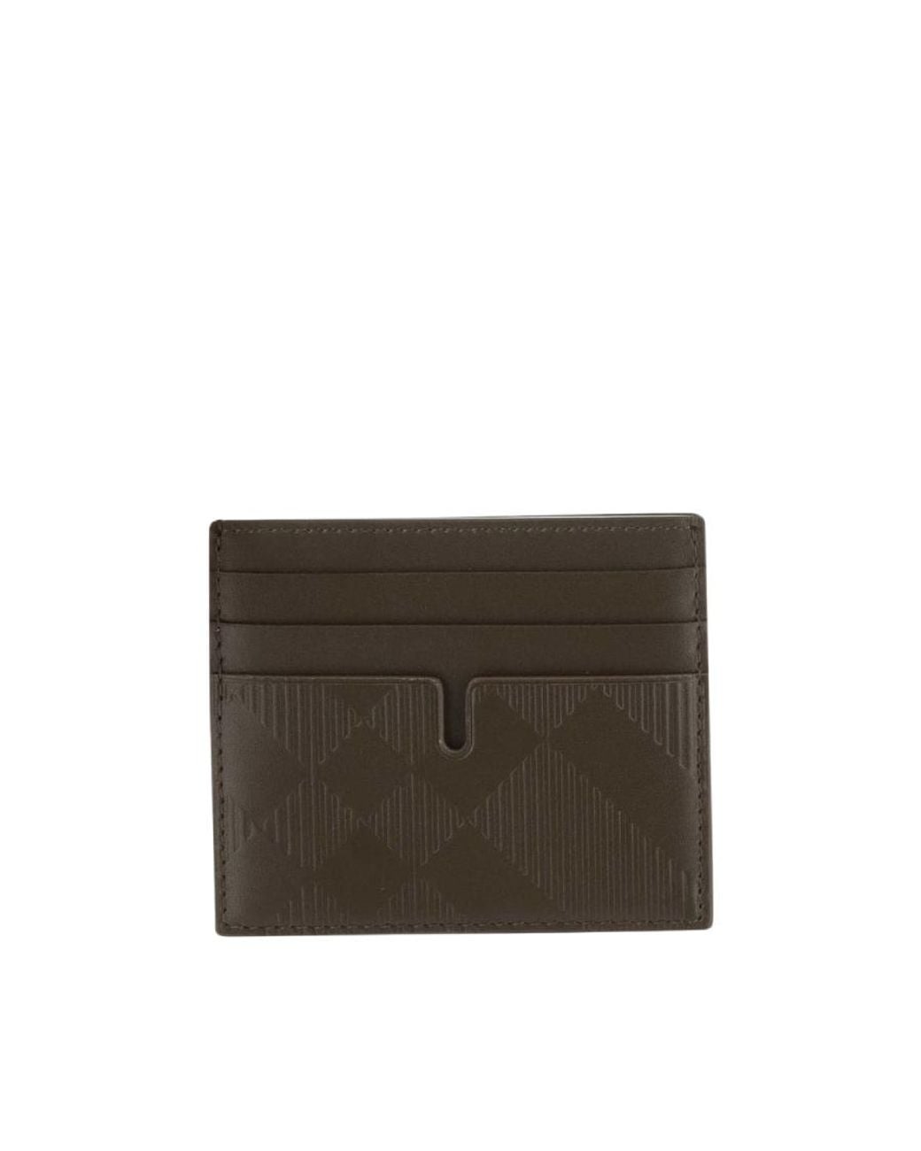 Burberry Brown Check Pattern Leather Card Case for men