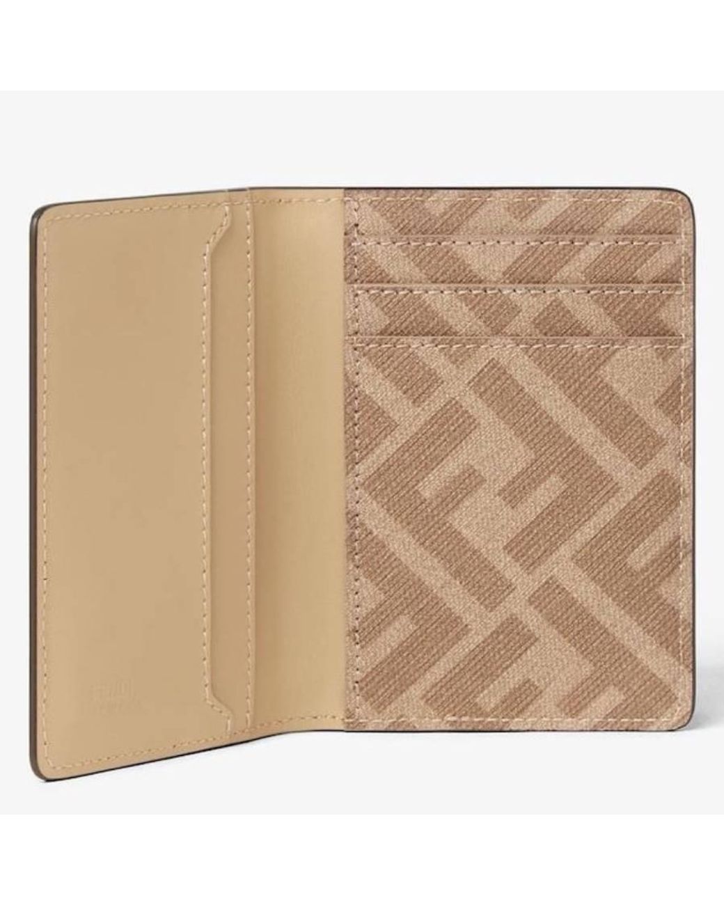 Fendi Natural Ff Squared Compact Leather Card Holder for men