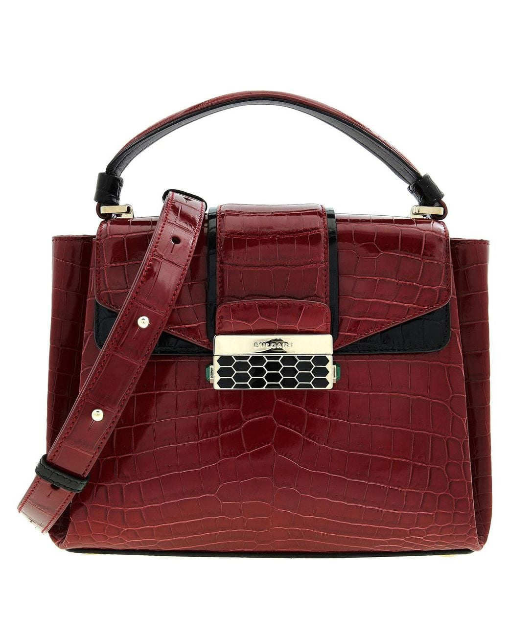 BVLGARI Red Serpenti Viper Top Handle Handbag