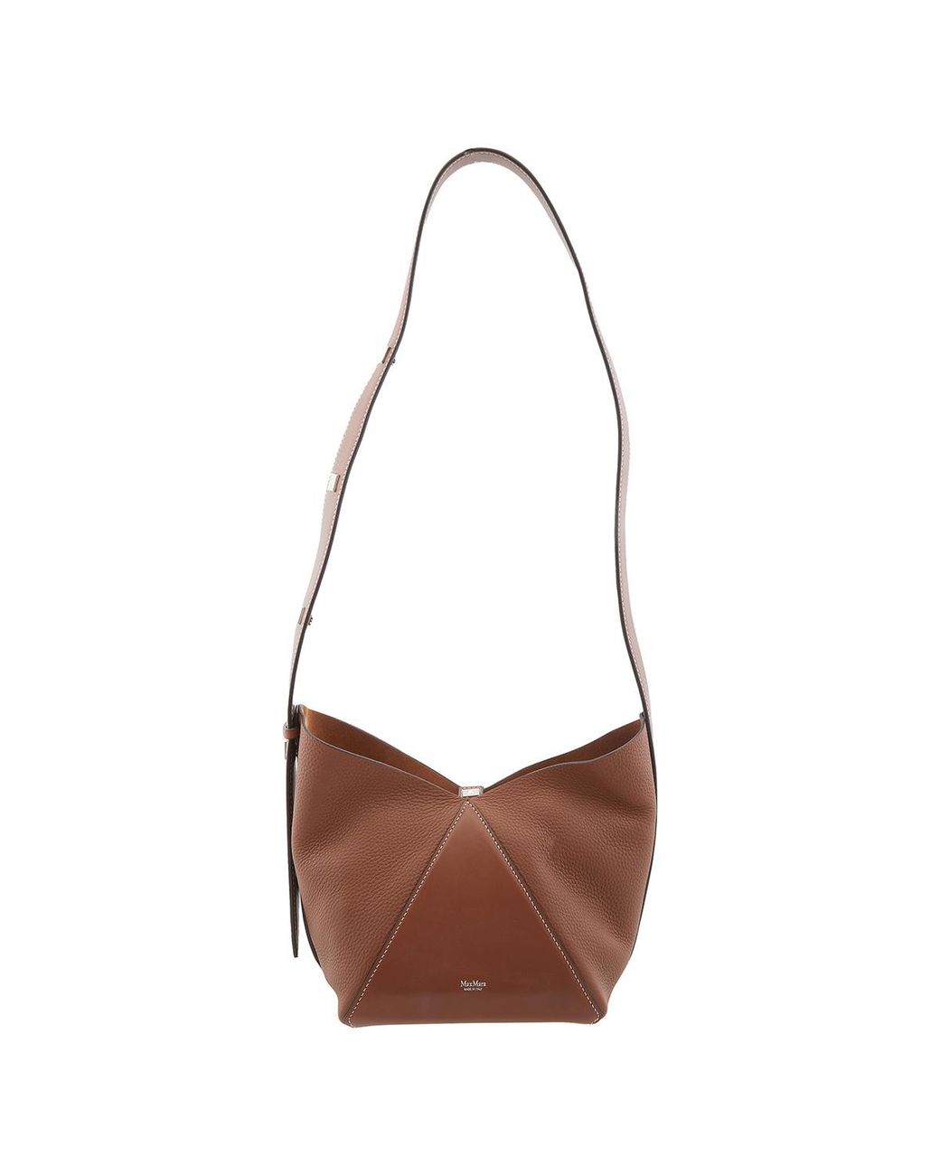 Max Mara Brown Deer-Print Leather Small Bucket Bag