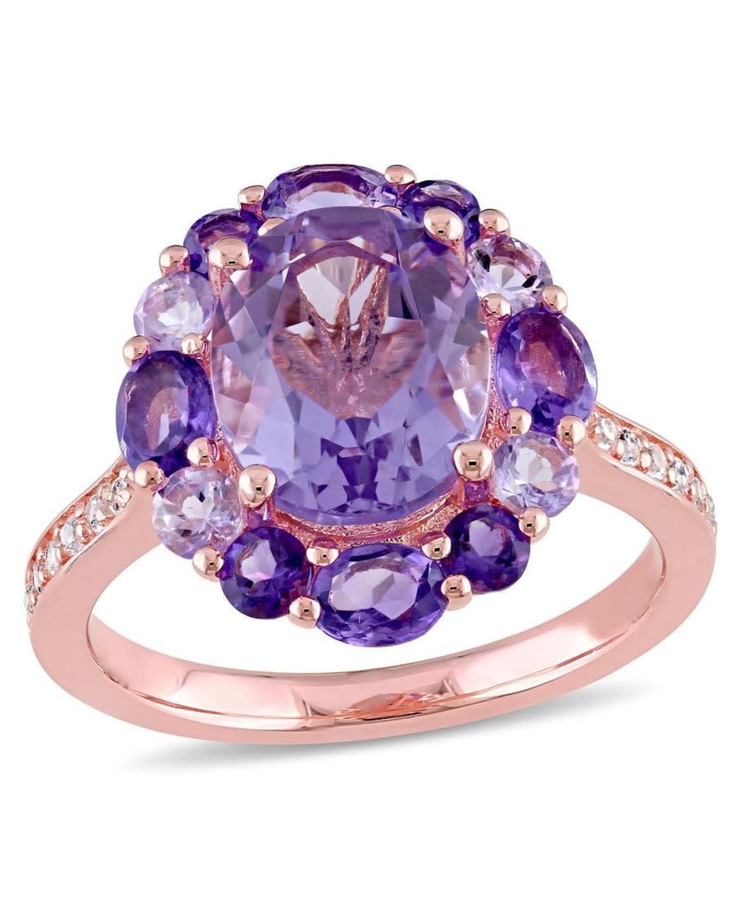 Amour Purple 3 3/4 Ct Tgw Amethyst, Topaz And Rose De France Floral Ring for men