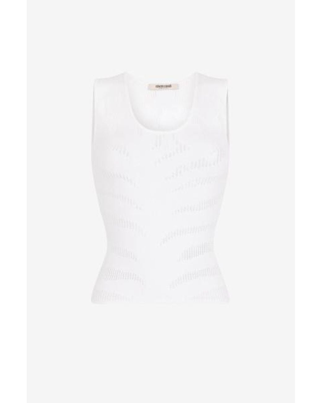 Roberto Cavalli White Knit Sleeveless Top, Brand Size 40 Us for men