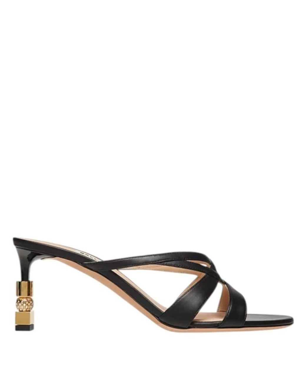 Bally Black Carolyn Leather Block Slide Sandals, Brand Size 36 Us