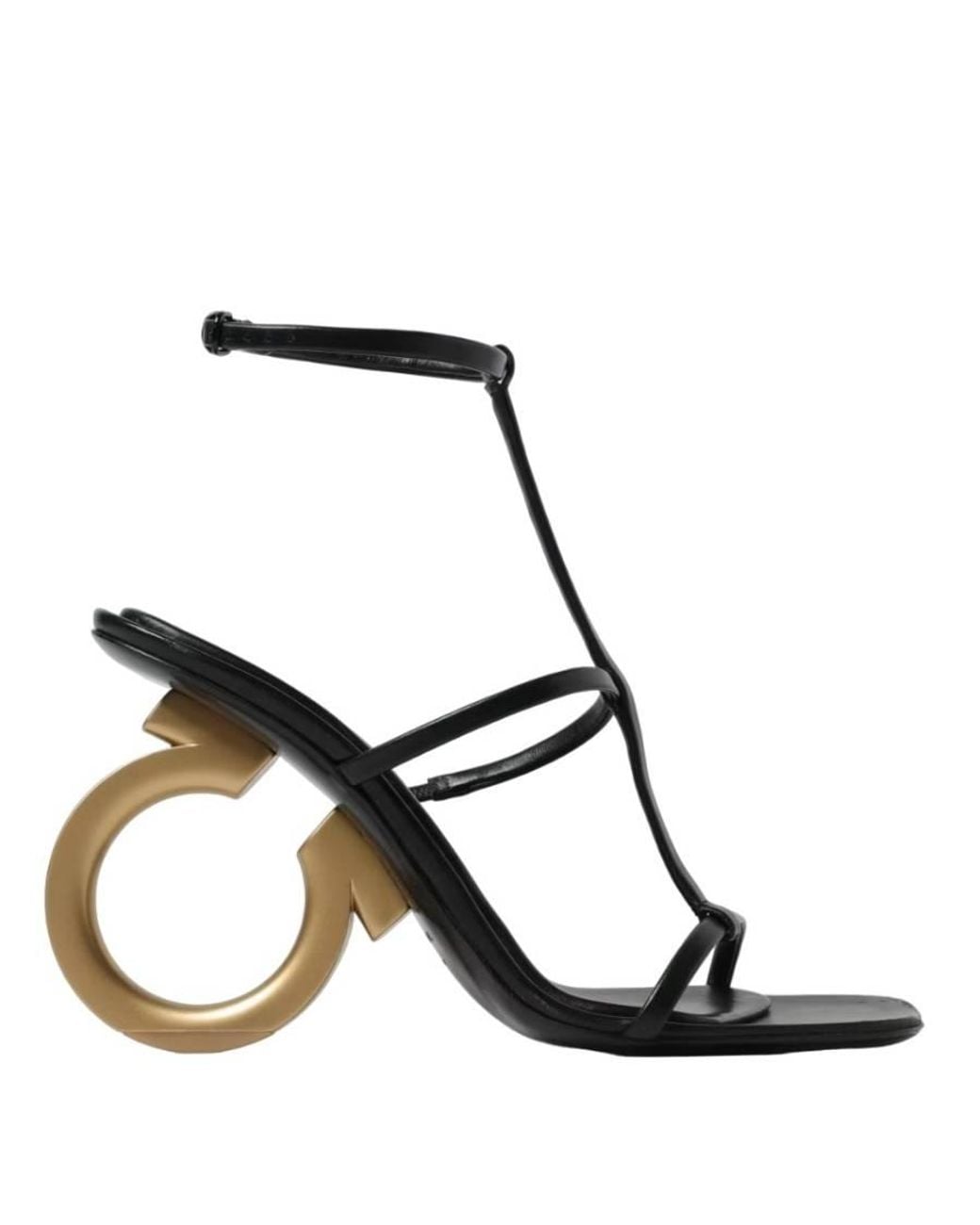 Ferragamo Black Ladies Nappa Elina Gancini Sandals