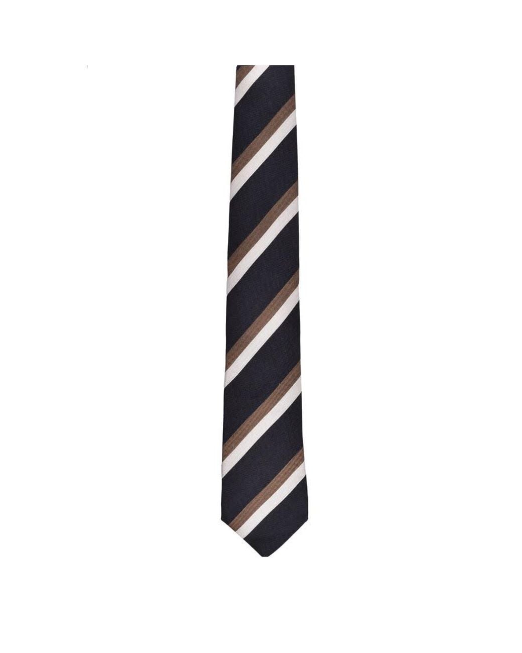 Brunello Cucinelli Black Striped Wool Blend Tie for men