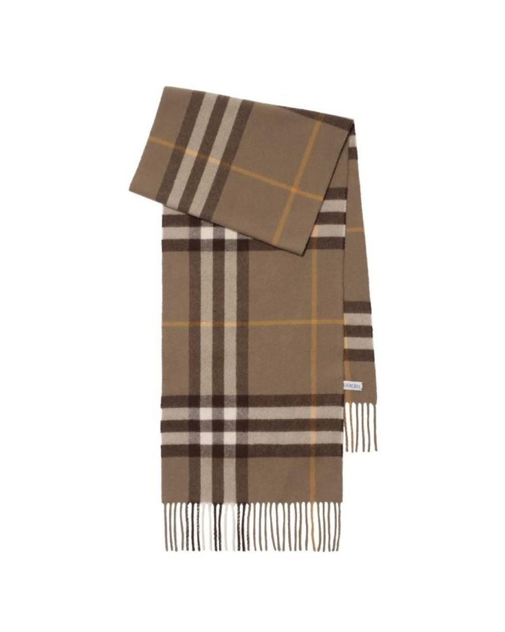 Burberry Brown Check Fringed Cashmere Scarf for men