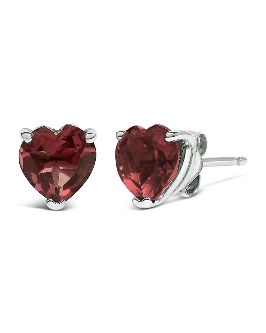 Haus of Brilliance Brown 14K 5Mm Heart Cut Garnet Solitaire Stud Earrings for men