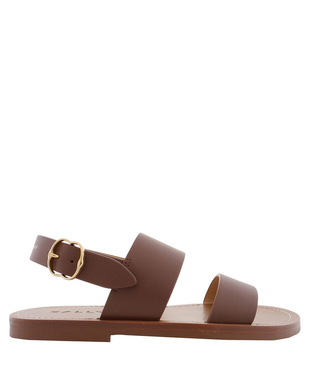 Bally Brown Bilki Leather Ankle Strap Flat Sandals, Brand Size 35 Us