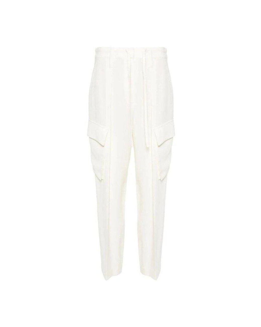 Brunello Cucinelli White Naturale Wool Viscose Tapered Trousers, Brand Size 44 (Us for men