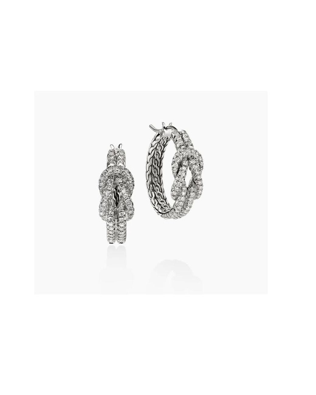 John Hardy Metallic Love Knot Earrings, Sterling, Diamonds, 22Mm for men
