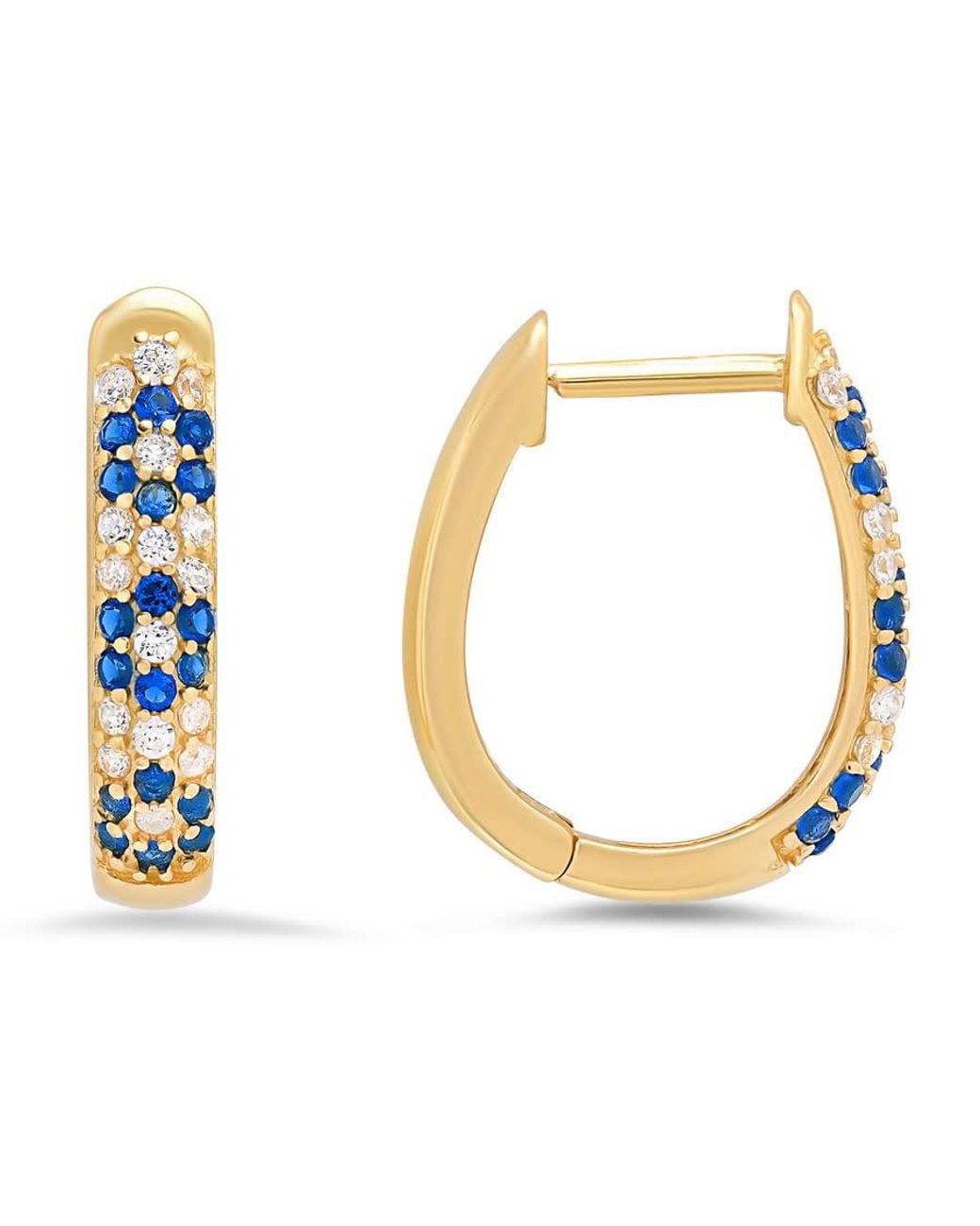 Kylie Harper Metallic 14K Over Petite Sapphire Cz Floral Hoop Earrings for men