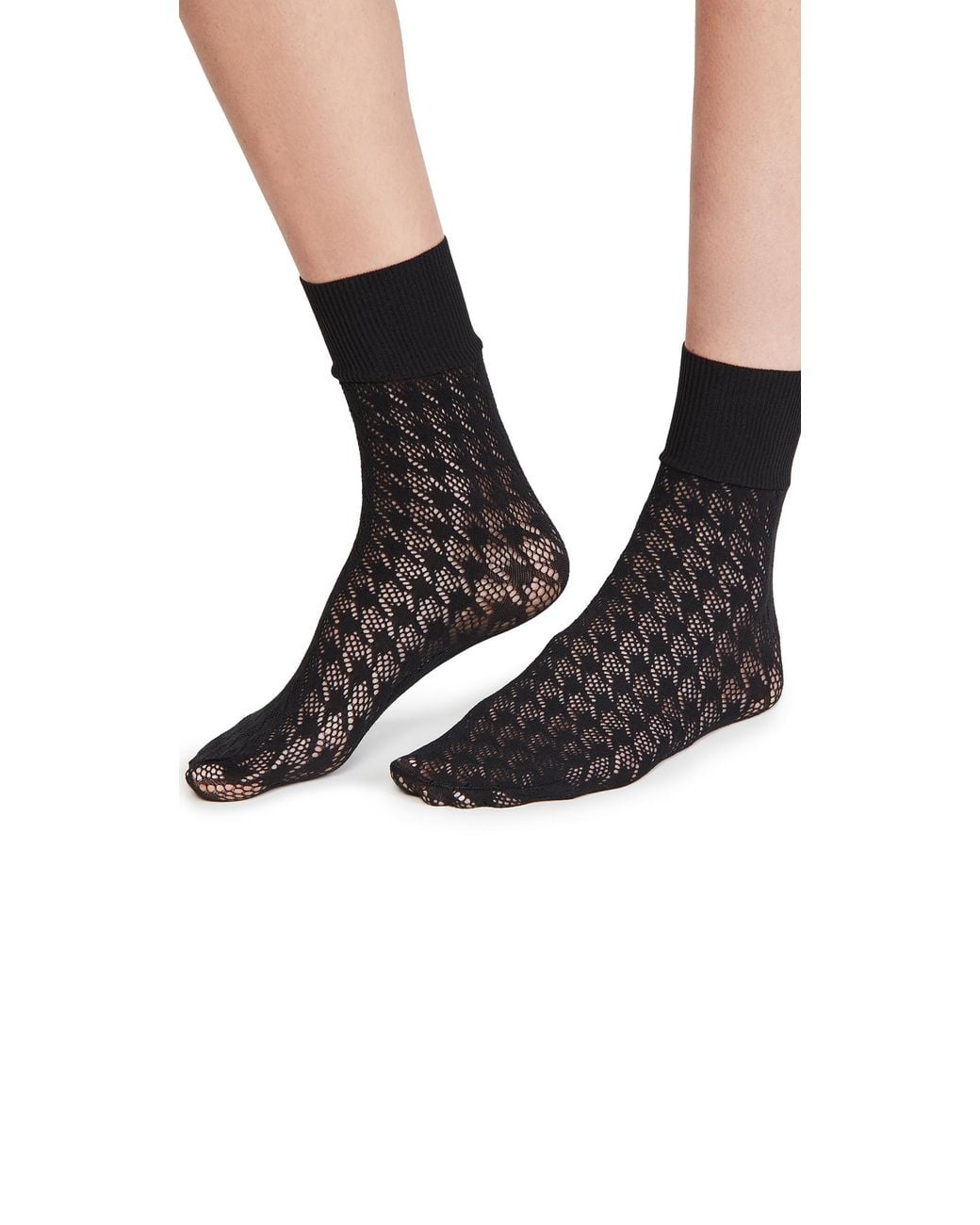 Wolford Black Ladies Dylan Houndstooth Net Socks